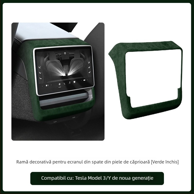 Accesoriu interior din piele intoarsă pentru panoul de control interior al ușii la Tesla Model 3/Y – FMP, montaj snap-on, piele artificială