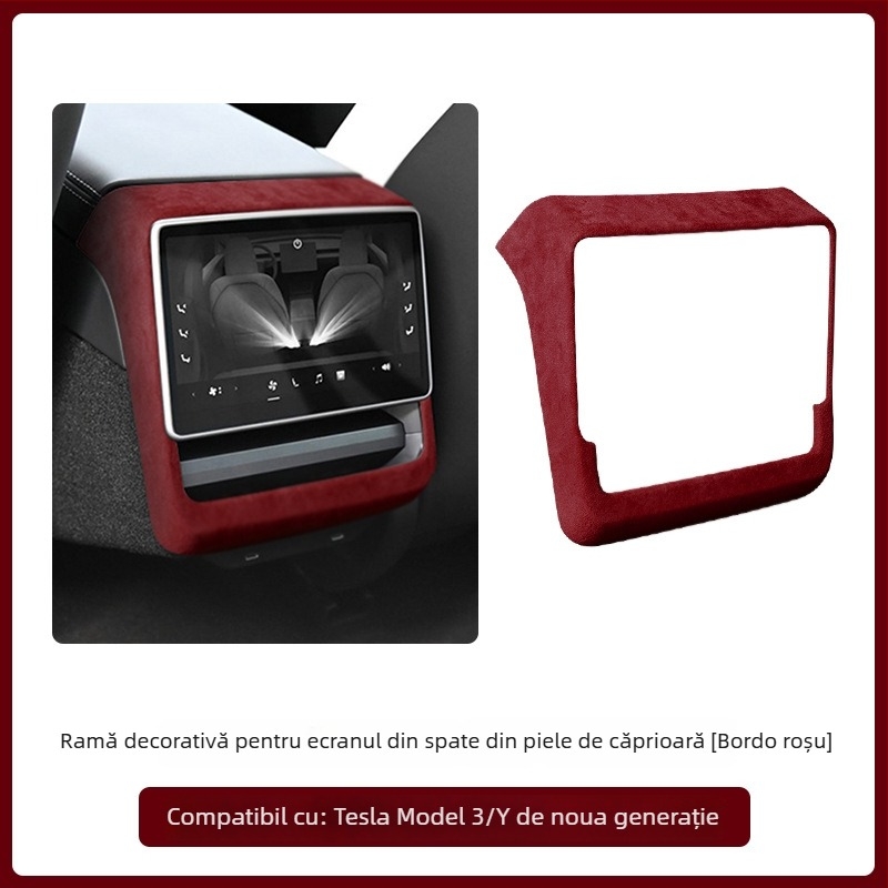 Accesoriu interior din piele intoarsă pentru panoul de control interior al ușii la Tesla Model 3/Y – FMP, montaj snap-on, piele artificială