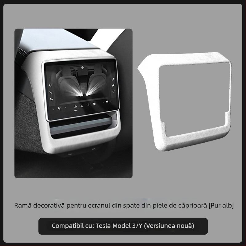 Accesoriu interior din piele intoarsă pentru panoul de control interior al ușii la Tesla Model 3/Y – FMP, montaj snap-on, piele artificială