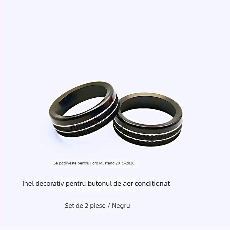 Inel decorativ pentru consola centrală și butonul de climatizare al Mustang, model FTym, compatibil cu 2015–2020, aliaj de aluminiu