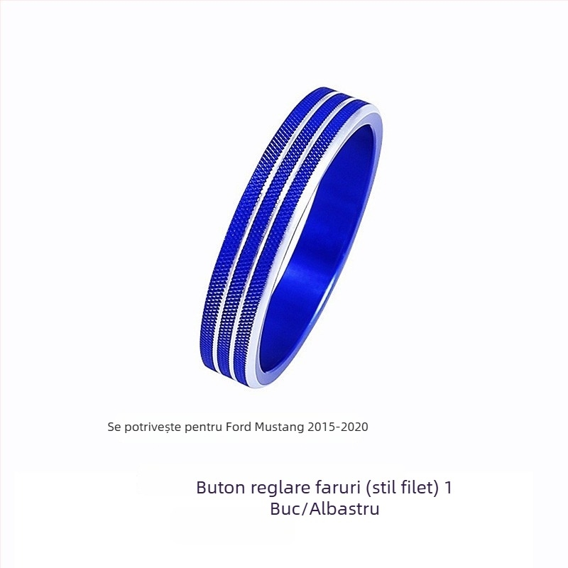 Inel decorativ pentru consola centrală și butonul de climatizare al Mustang, model FTym, compatibil cu 2015–2020, aliaj de aluminiu