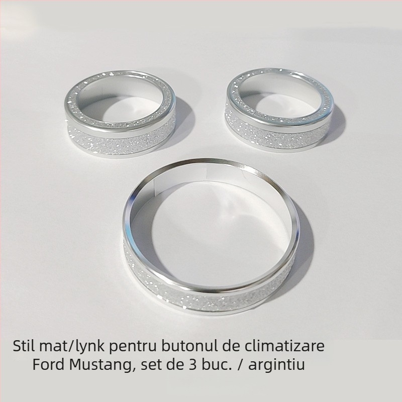 Inel decorativ pentru consola centrală și butonul de climatizare al Mustang, model FTym, compatibil cu 2015–2020, aliaj de aluminiu