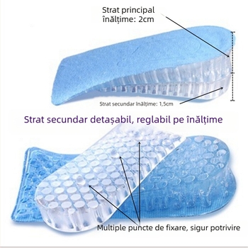 Talpă din silicon pentru creșterea înălțimii, invizibilă, cu design faguri, model zgdqk01, pentru bărbați și femei, potrivită pentru pantofi din piele, ghete, casual și sport