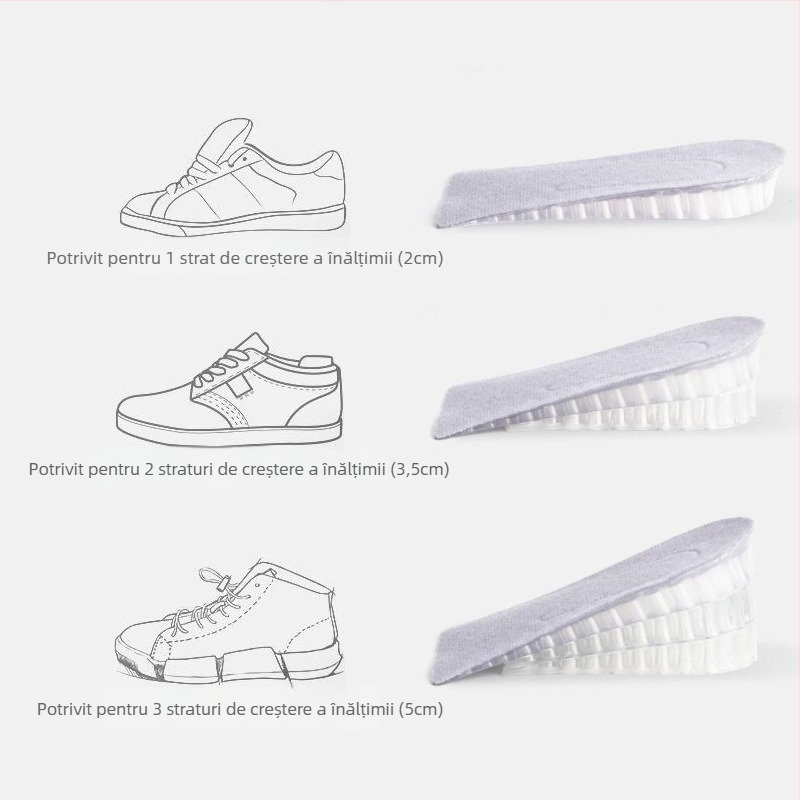 Talpă din silicon pentru creșterea înălțimii, invizibilă, cu design faguri, model zgdqk01, pentru bărbați și femei, potrivită pentru pantofi din piele, ghete, casual și sport
