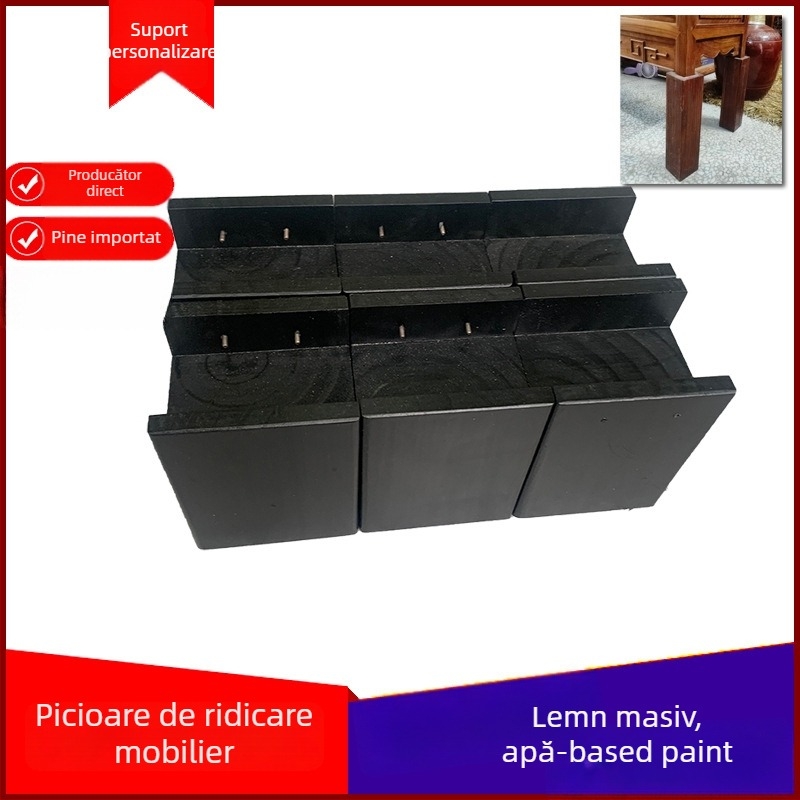 Blocuri de înălțare a picioarelor mobilierului, cu design canelat; material: oțel Q235; potrivite pentru sertare; stil etnic