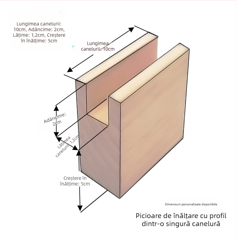 Blocuri de înălțare a picioarelor mobilierului, cu design canelat; material: oțel Q235; potrivite pentru sertare; stil etnic