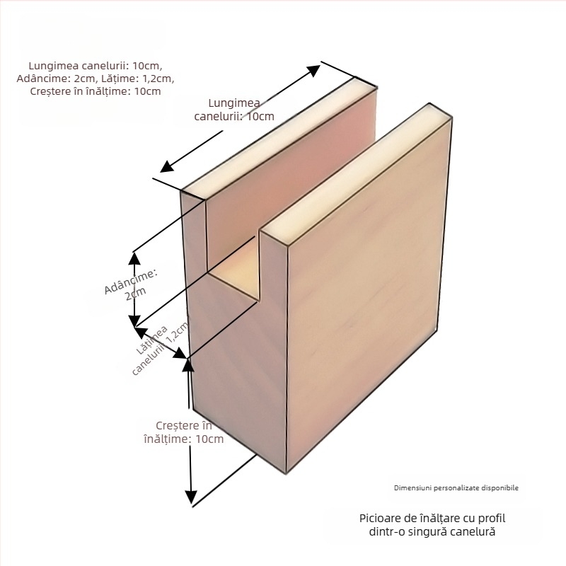Blocuri de înălțare a picioarelor mobilierului, cu design canelat; material: oțel Q235; potrivite pentru sertare; stil etnic