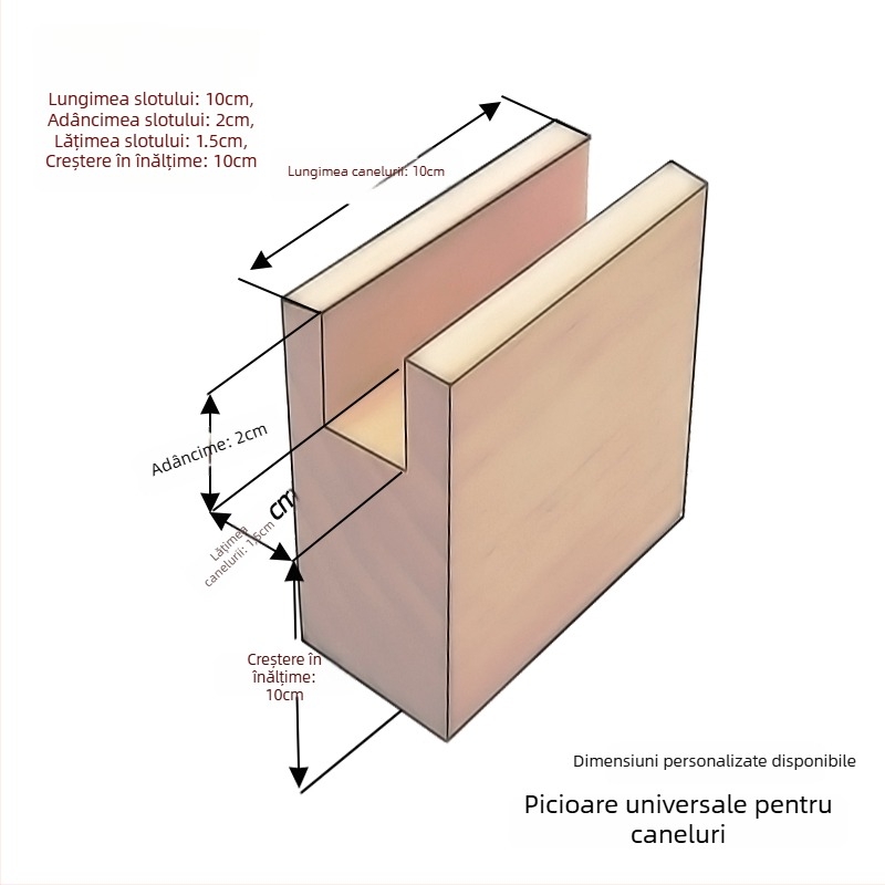 Blocuri de înălțare a picioarelor mobilierului, cu design canelat; material: oțel Q235; potrivite pentru sertare; stil etnic