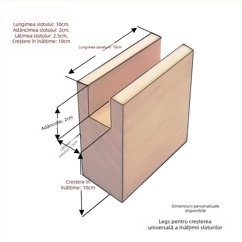 Blocuri de înălțare a picioarelor mobilierului, cu design canelat; material: oțel Q235; potrivite pentru sertare; stil etnic