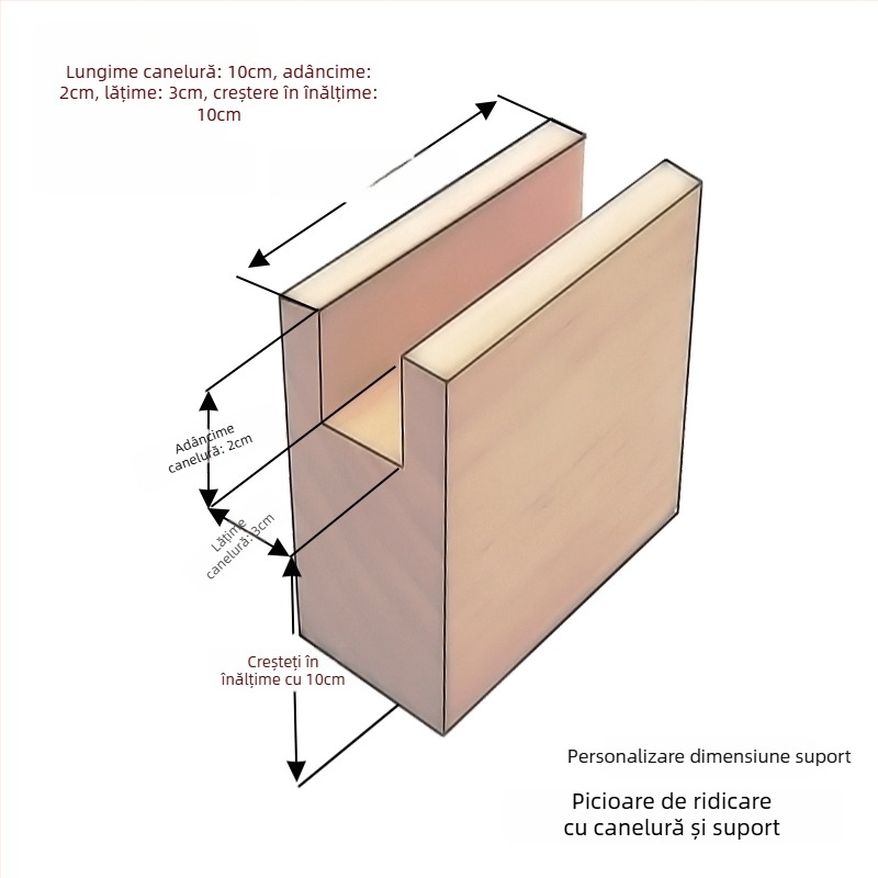 Blocuri de înălțare a picioarelor mobilierului, cu design canelat; material: oțel Q235; potrivite pentru sertare; stil etnic