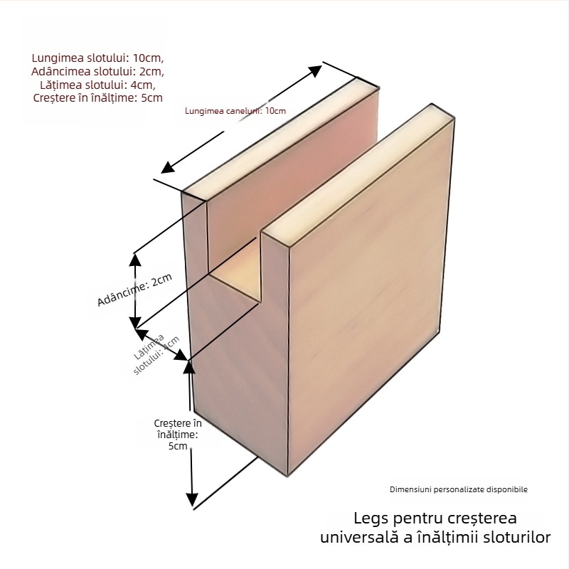 Blocuri de înălțare a picioarelor mobilierului, cu design canelat; material: oțel Q235; potrivite pentru sertare; stil etnic