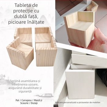 Ridicatori de picioare pentru mobilier, pentru pătuț, canapea, birou și scaun — lemn, stil modern minimalist, protecții pe ambele părți
