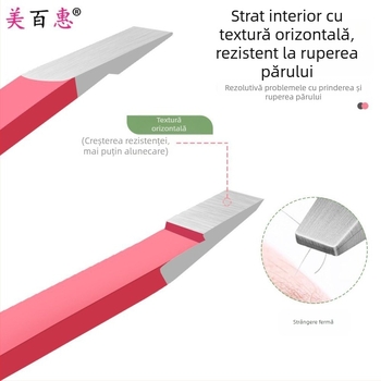 Set pentru sprâncene: clips pentru sprânene și pensete, oțel inoxidabil 410, trei piese, 9,6 cm lungime