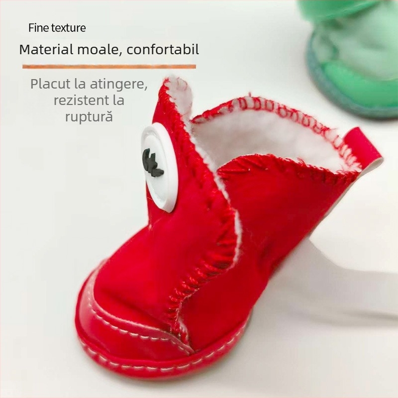 Pantofi de iarnă pentru câini, cu căptușeală din lână de oaie și talpă din tendoane de vițel – calzi, antiderapante, stil leisure, Tinghao