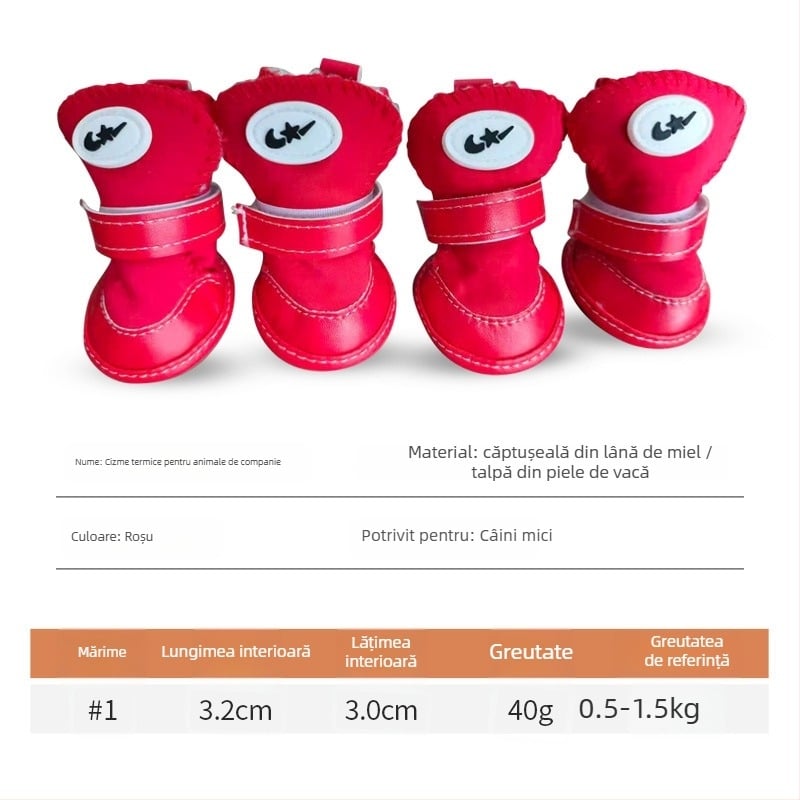 Pantofi de iarnă pentru câini, cu căptușeală din lână de oaie și talpă din tendoane de vițel – calzi, antiderapante, stil leisure, Tinghao