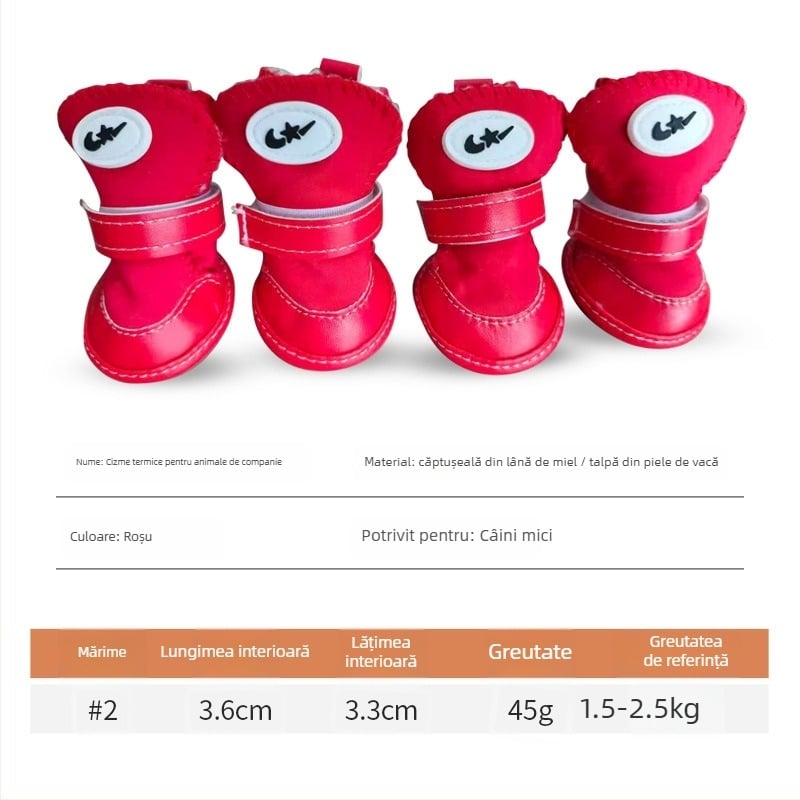 Pantofi de iarnă pentru câini, cu căptușeală din lână de oaie și talpă din tendoane de vițel – calzi, antiderapante, stil leisure, Tinghao