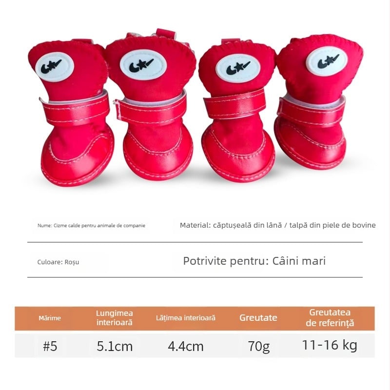 Pantofi de iarnă pentru câini, cu căptușeală din lână de oaie și talpă din tendoane de vițel – calzi, antiderapante, stil leisure, Tinghao