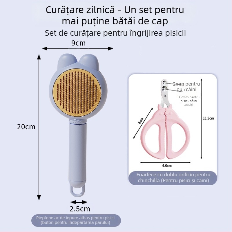 Pieptene pentru îndepărtarea părului la pisici și câini - din plastic