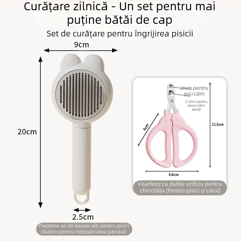 Pieptene pentru îndepărtarea părului la pisici și câini - din plastic