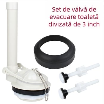 Supapă de drenaj pentru toaletă, design cu separare, etanșare capac cu diametru mare, șurub de fixare a rezervorului, materiale ABS, Rubber, POM, instalare manuală
