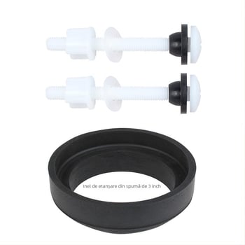 Supapă de drenaj pentru toaletă, design cu separare, etanșare capac cu diametru mare, șurub de fixare a rezervorului, materiale ABS, Rubber, POM, instalare manuală