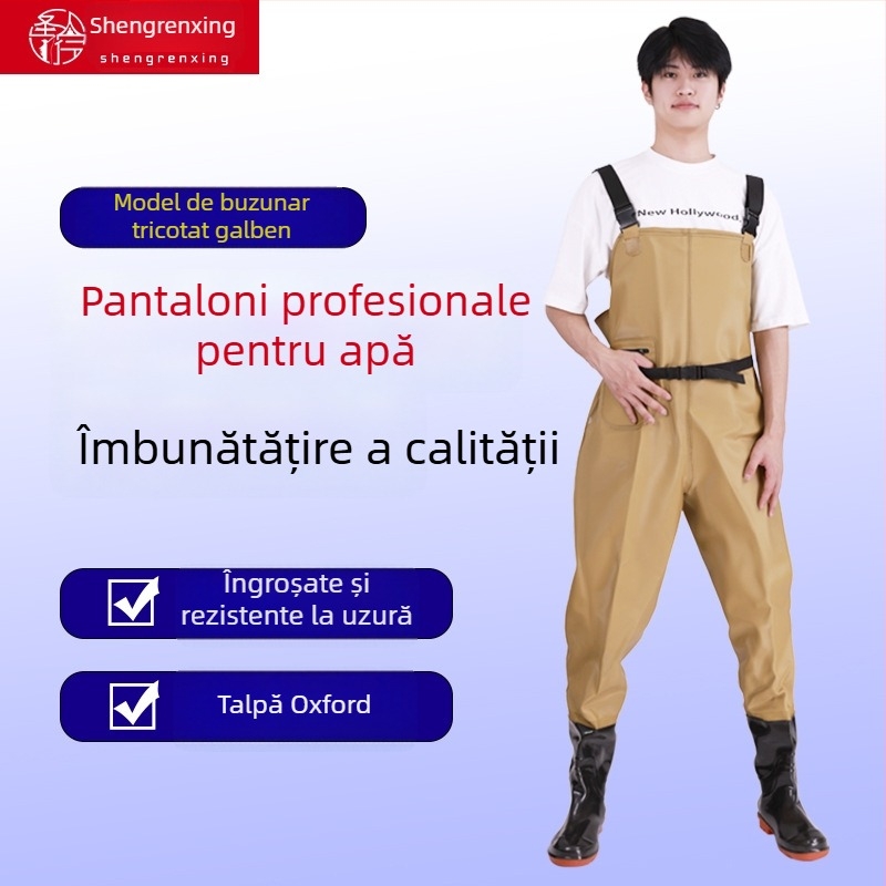Pantaloni de pescuit din PVC impermeabili, unisex, rezistenți la uzură și vânt, pentru utilizare pe tot sezonul