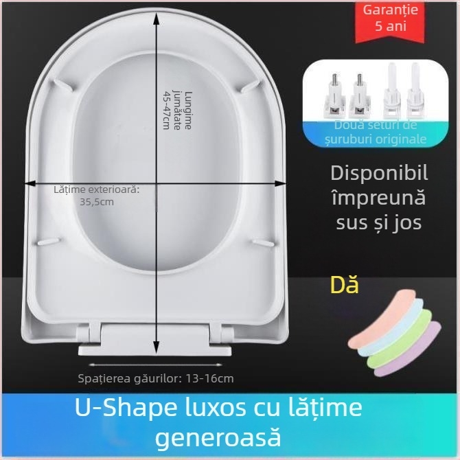 Capac de toaletă, tip UVO, îngroșat, închidere moale (din plastic, certificat CE)