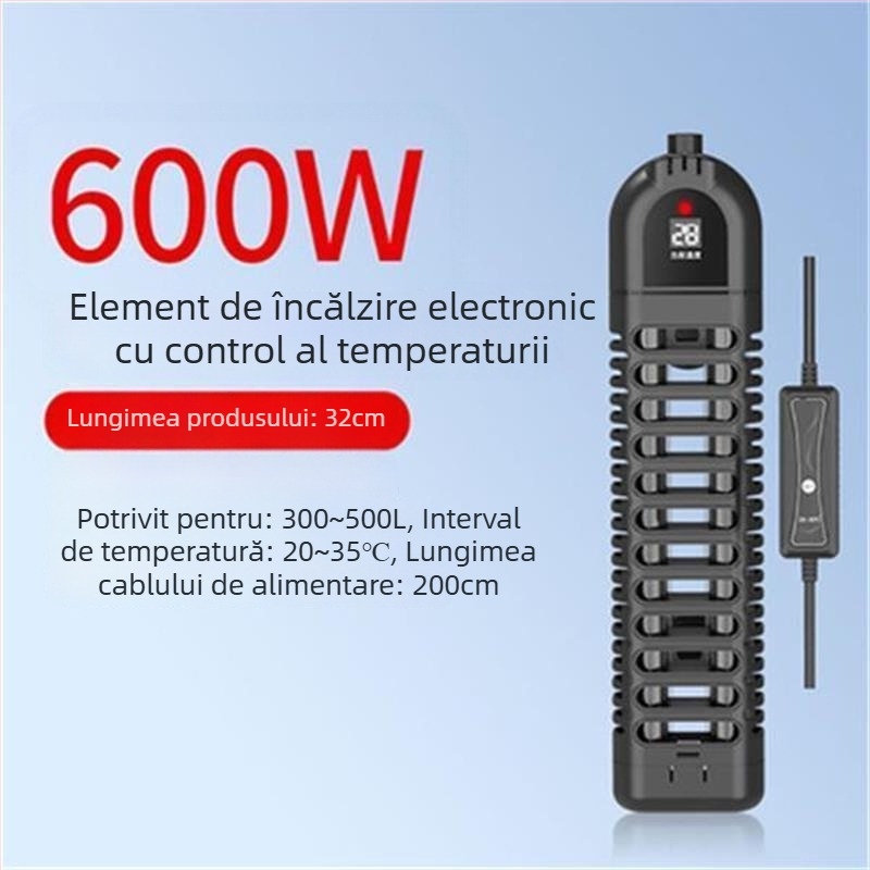 Bară de încălzire pentru acvariu cu afișaj digital, element de încălzire din cuarț, control automat al temperaturii, rezistent la explozie, acoperire de protecție