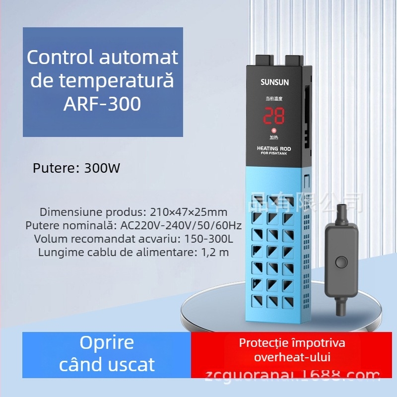 Bară de încălzire pentru acvariu cu afișaj digital, element de încălzire din cuarț, control automat al temperaturii, rezistent la explozie, acoperire de protecție