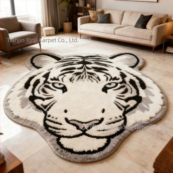 Covor pentru camera copiilor din cașmir artificial – animale drăguțe, formă neregulată, lavabil, potrivit pentru dormitor și sufragerie