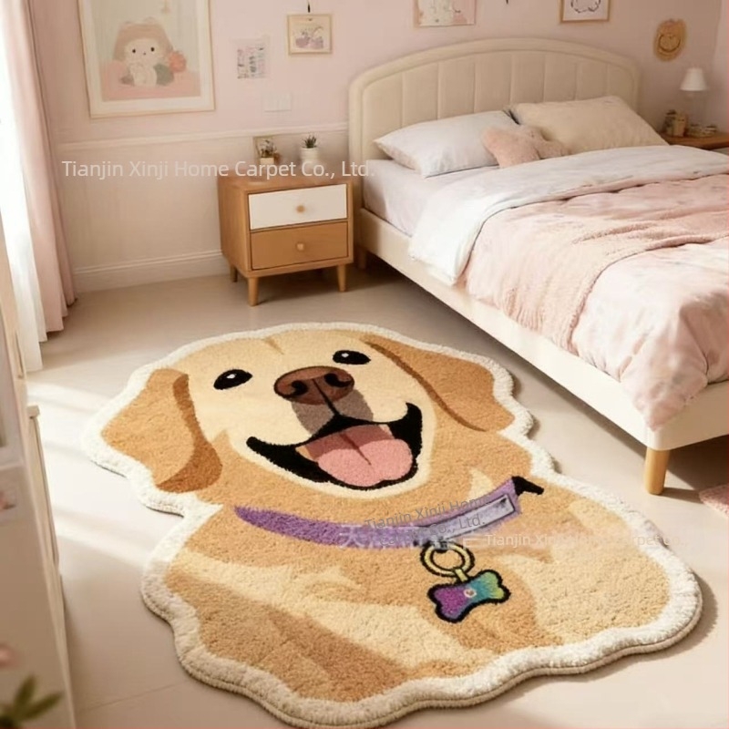 Covor pentru camera copiilor din cașmir artificial – animale drăguțe, formă neregulată, lavabil, potrivit pentru dormitor și sufragerie
