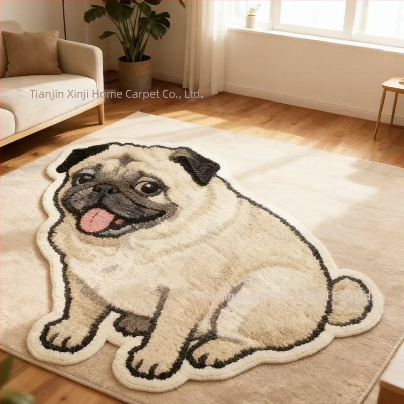 Covor pentru camera copiilor din cașmir artificial – animale drăguțe, formă neregulată, lavabil, potrivit pentru dormitor și sufragerie