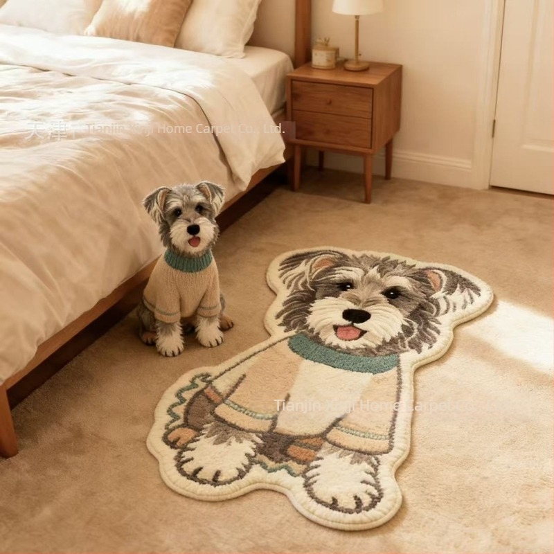 Covor pentru camera copiilor din cașmir artificial – animale drăguțe, formă neregulată, lavabil, potrivit pentru dormitor și sufragerie