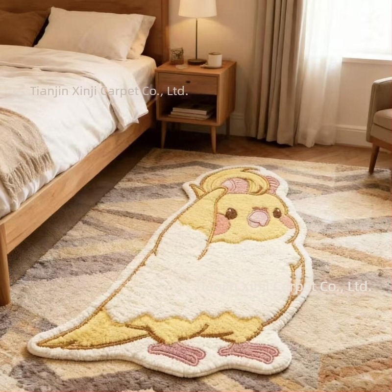 Covor pentru camera copiilor din cașmir artificial – animale drăguțe, formă neregulată, lavabil, potrivit pentru dormitor și sufragerie
