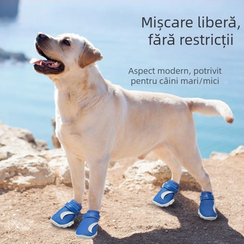 Pantofi pentru câini din piele sintetică, antiderapant și rezistent la uzură, stil relaxat