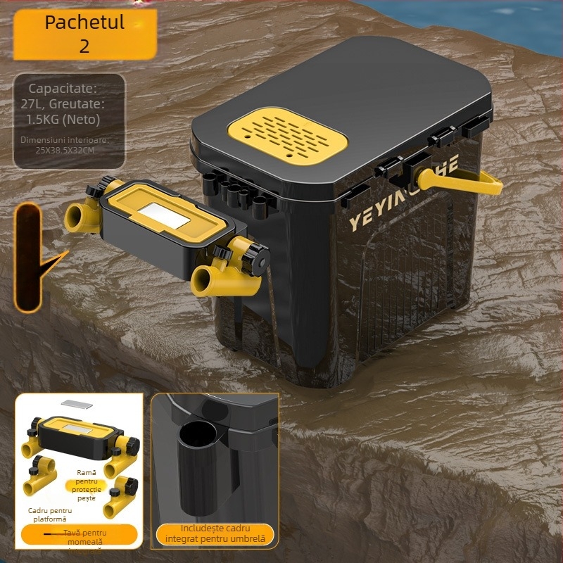 Găleată portabilă pentru pescuit cu cutie cu un singur strat, din plastic, capacitate sub 9, set de pescuit multifuncțional