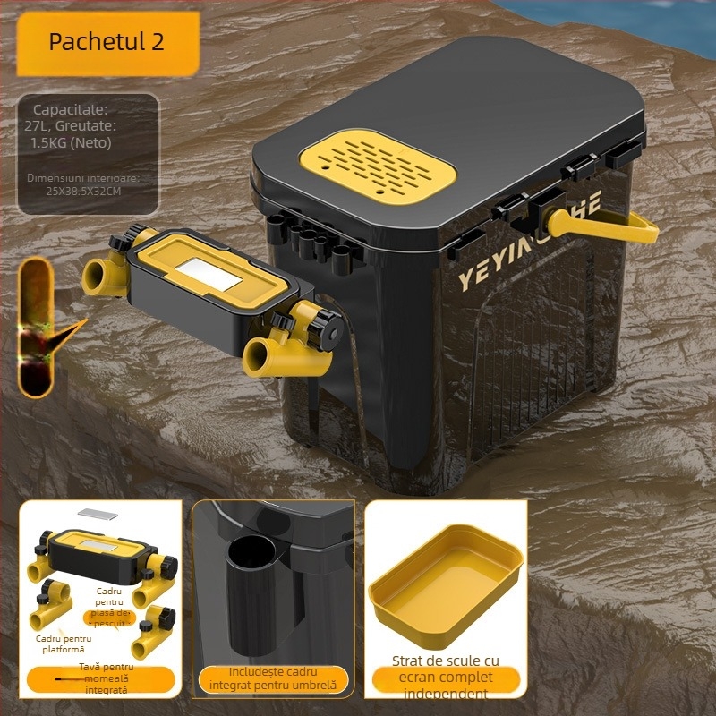 Găleată portabilă pentru pescuit cu cutie cu un singur strat, din plastic, capacitate sub 9, set de pescuit multifuncțional