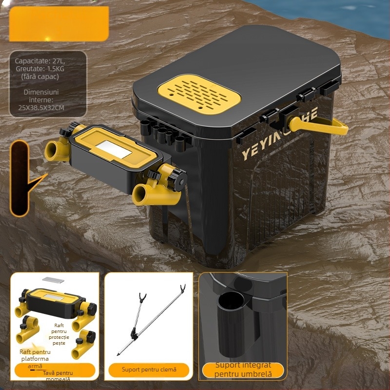 Găleată portabilă pentru pescuit cu cutie cu un singur strat, din plastic, capacitate sub 9, set de pescuit multifuncțional