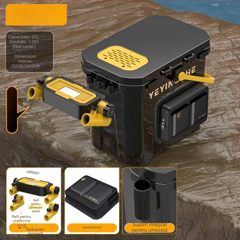 Găleată portabilă pentru pescuit cu cutie cu un singur strat, din plastic, capacitate sub 9, set de pescuit multifuncțional