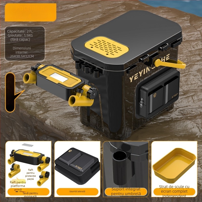 Găleată portabilă pentru pescuit cu cutie cu un singur strat, din plastic, capacitate sub 9, set de pescuit multifuncțional