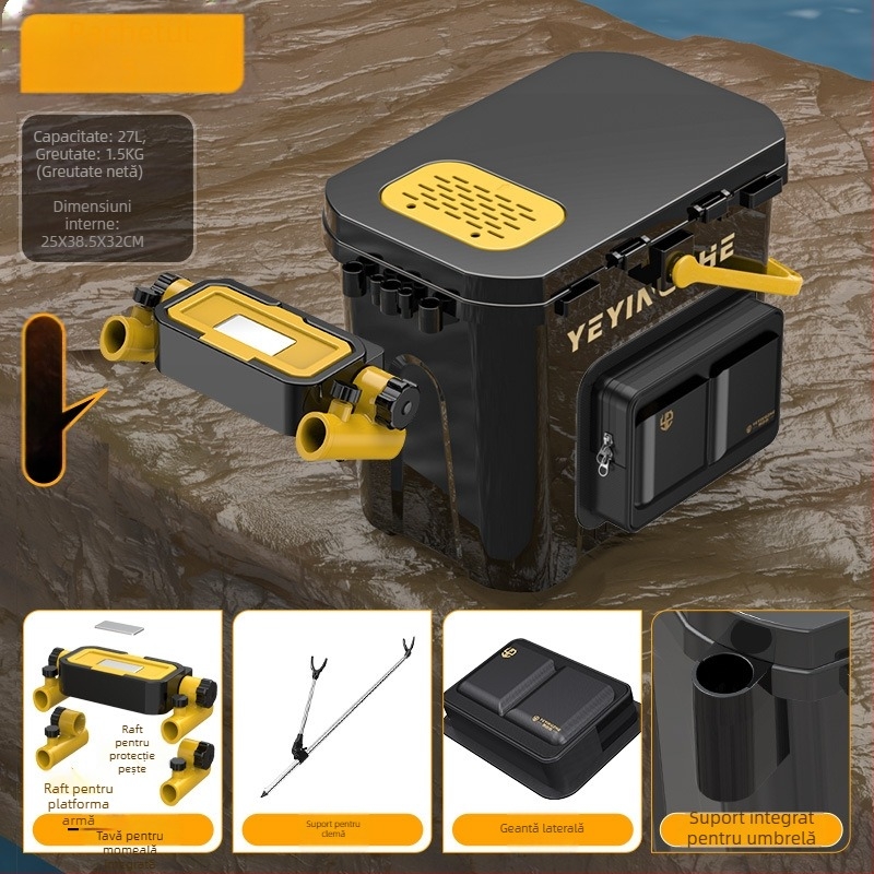 Găleată portabilă pentru pescuit cu cutie cu un singur strat, din plastic, capacitate sub 9, set de pescuit multifuncțional