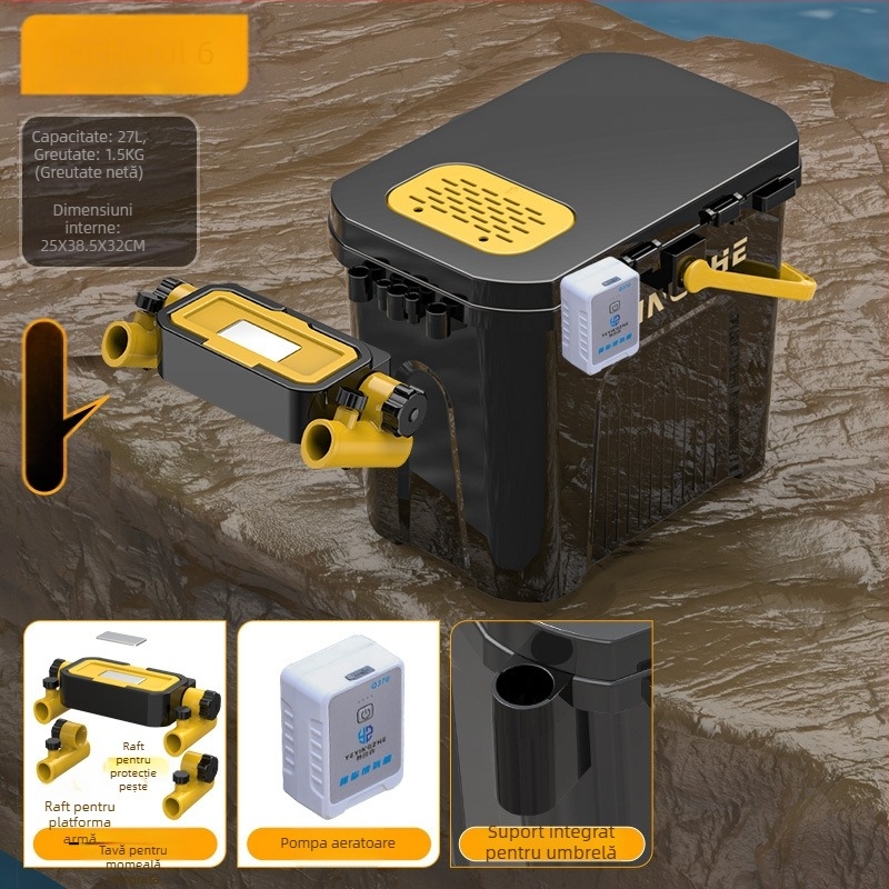 Găleată portabilă pentru pescuit cu cutie cu un singur strat, din plastic, capacitate sub 9, set de pescuit multifuncțional