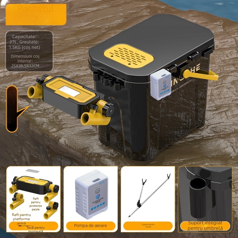 Găleată portabilă pentru pescuit cu cutie cu un singur strat, din plastic, capacitate sub 9, set de pescuit multifuncțional