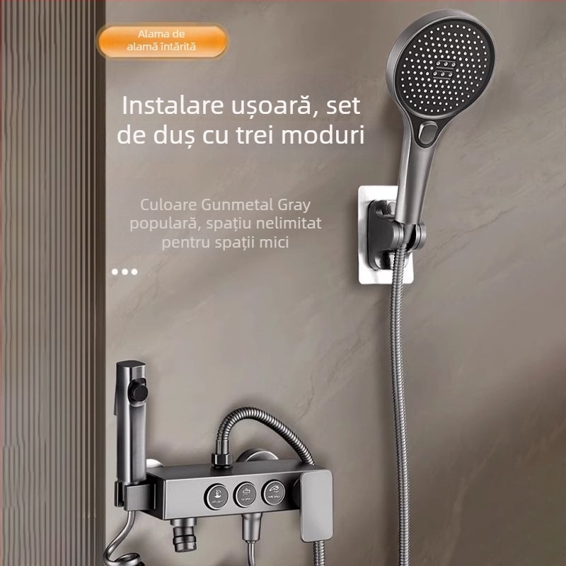 Duș deasupra cu robinet de amestec încastrat, oțel inoxidabil 304, stil modern, set triplu, execuție prin injecție