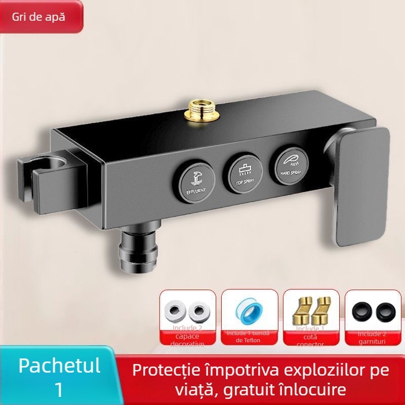 Duș deasupra cu robinet de amestec încastrat, oțel inoxidabil 304, stil modern, set triplu, execuție prin injecție