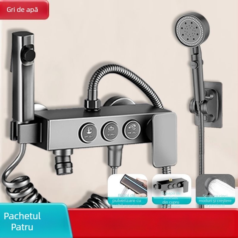 Duș deasupra cu robinet de amestec încastrat, oțel inoxidabil 304, stil modern, set triplu, execuție prin injecție