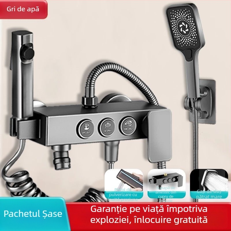 Duș deasupra cu robinet de amestec încastrat, oțel inoxidabil 304, stil modern, set triplu, execuție prin injecție