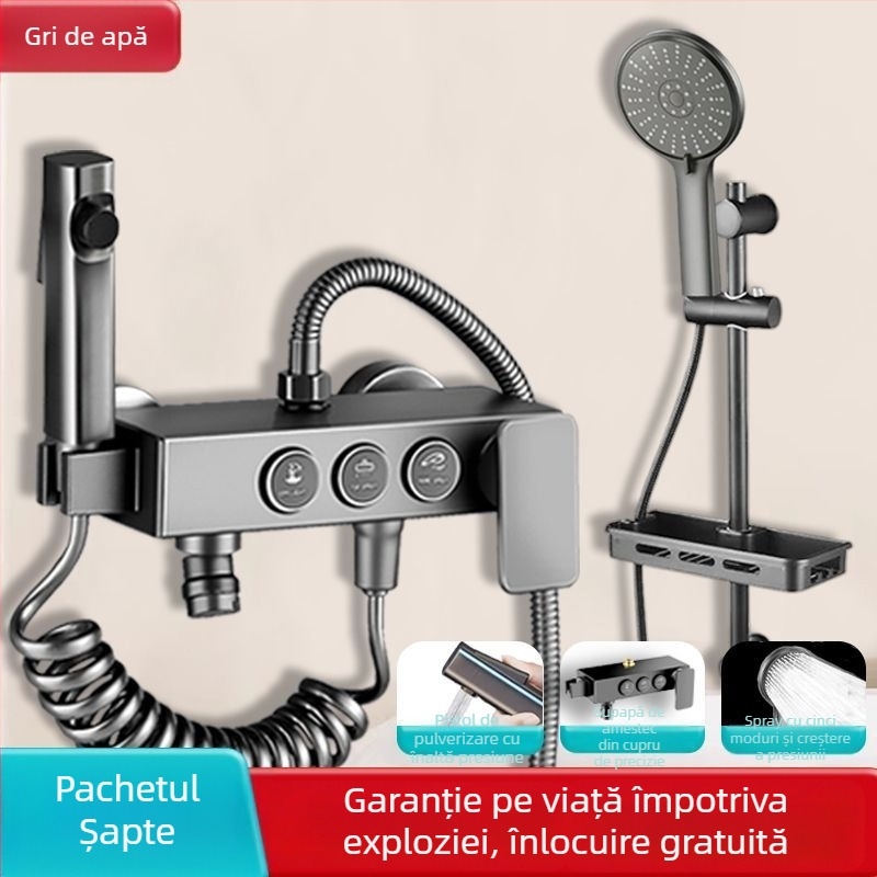 Duș deasupra cu robinet de amestec încastrat, oțel inoxidabil 304, stil modern, set triplu, execuție prin injecție
