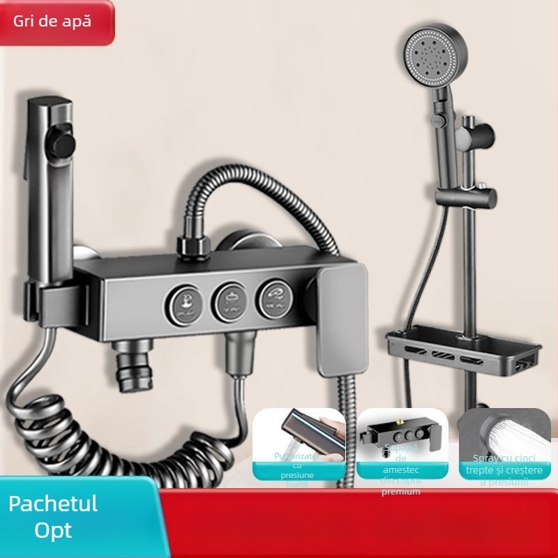 Duș deasupra cu robinet de amestec încastrat, oțel inoxidabil 304, stil modern, set triplu, execuție prin injecție