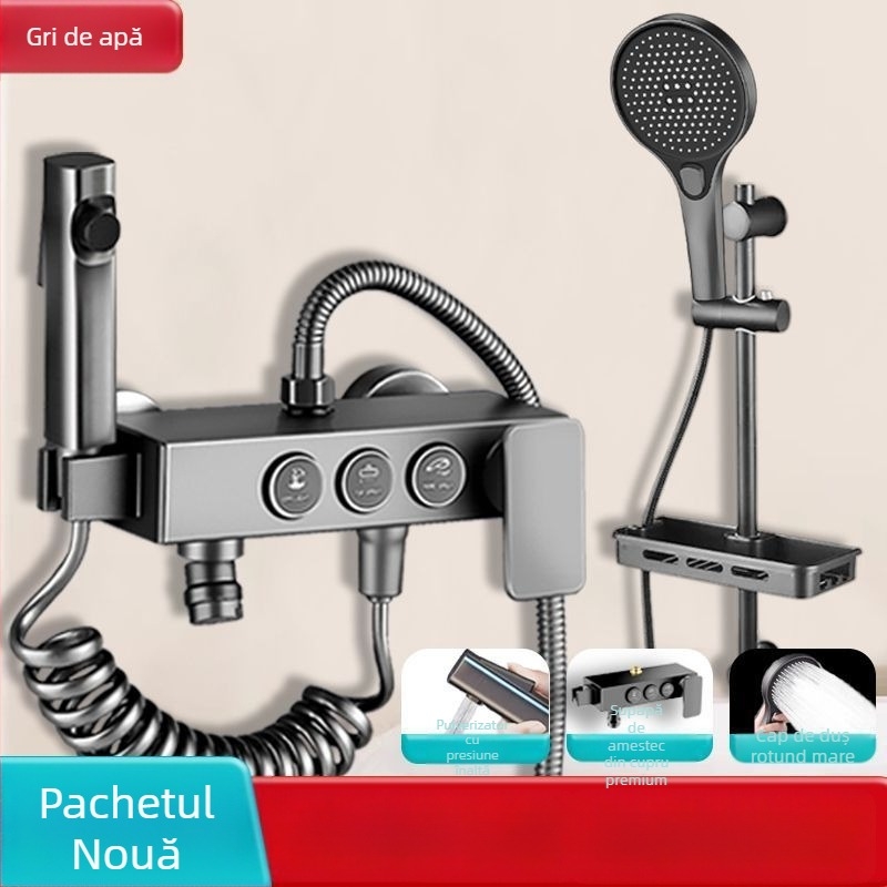 Duș deasupra cu robinet de amestec încastrat, oțel inoxidabil 304, stil modern, set triplu, execuție prin injecție